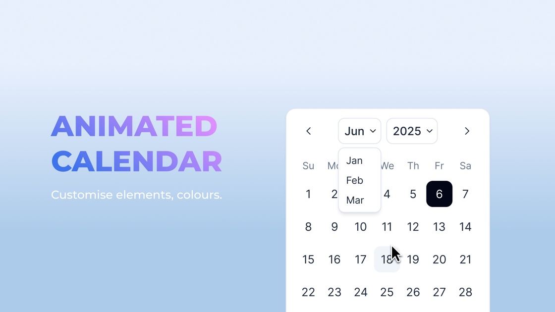 Animated calendar component