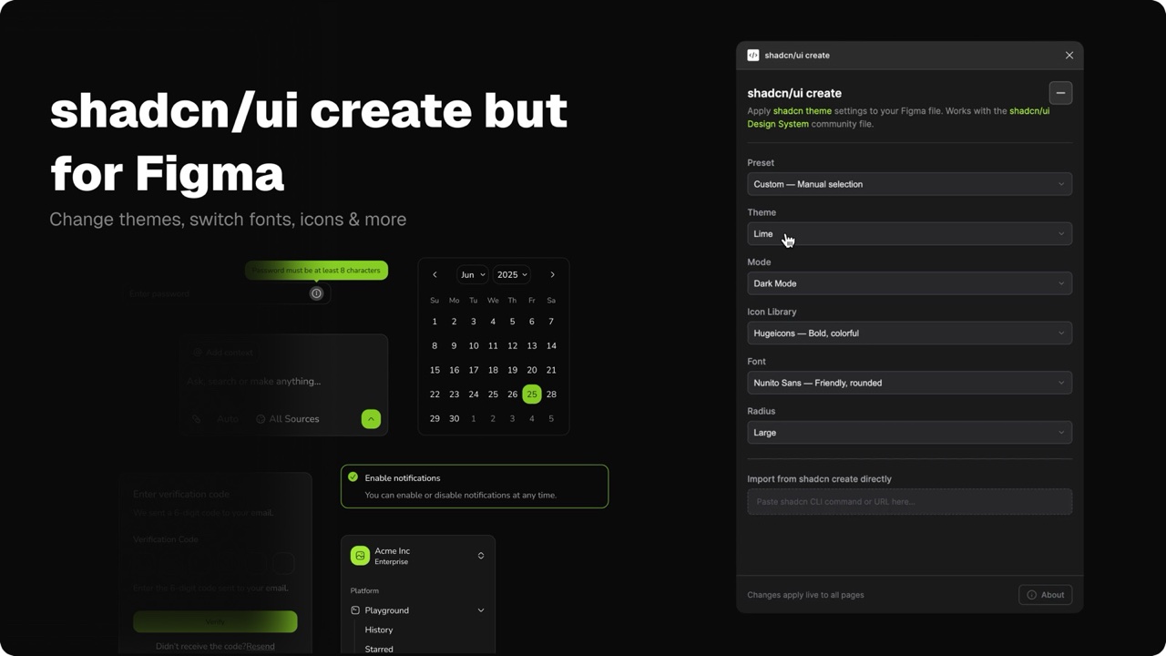The shadcn/ui create plugin