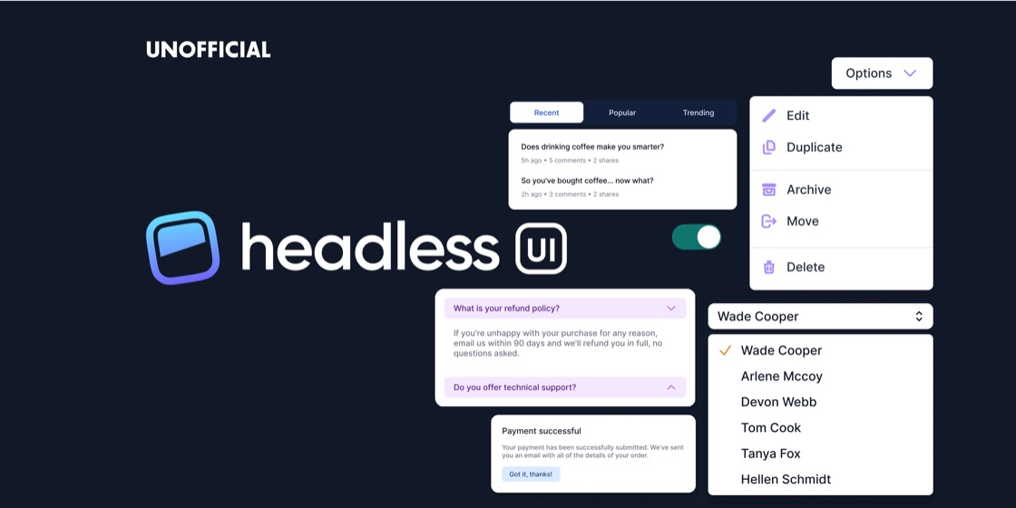 Tailwind Headless UI components