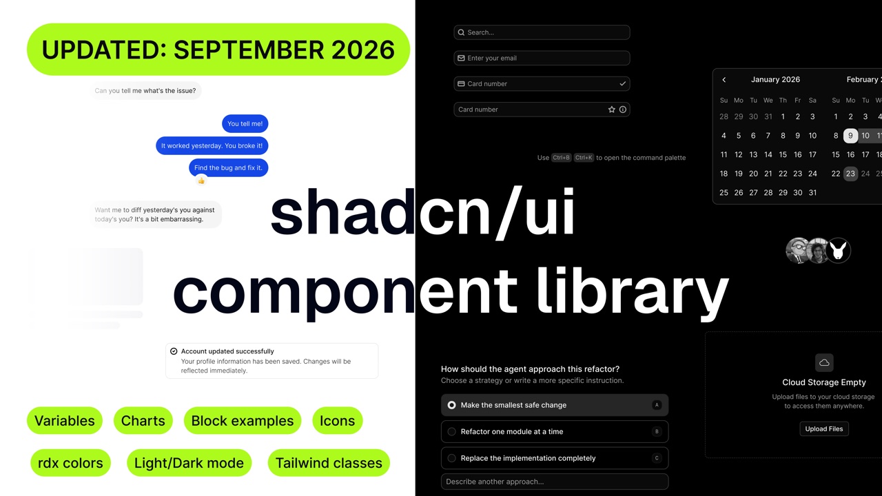 The shadcn/ui component library in Figma