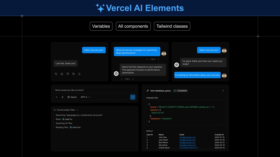 Vercel AI Elements components